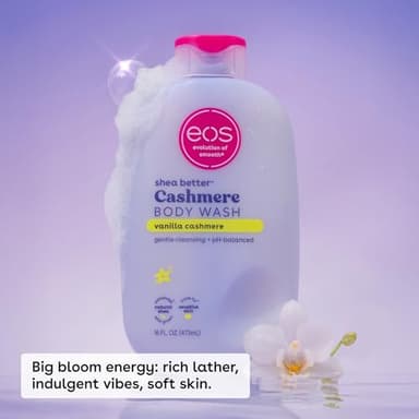 eos Shea Better Cashmere Body Wash, Vanilla Cashmere, Moisturizing, pH Balanced Body Wash, Creamy Gel Formula, Paraben & Phthalate Free, Sensitive Skin, 16 fl oz - Image 3