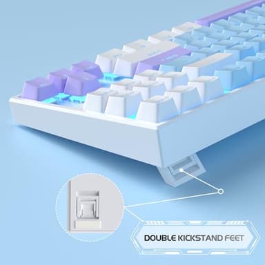 MageGee 75% Mechanical Gaming Keyboard, Blue Switch, LED Blue Backlit, 87 Keys Compact TKL Wired Keyboards for Windows Laptop PC Gamer - Blue/White - Image 4