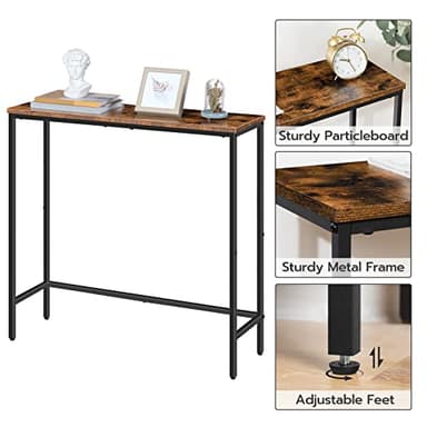 HOOBRO Narrow Console Table, 29.5" Small Entryway Table, Thin Sofa Side Display Table, for Hallway, Bedroom, Living Room, Foyer, Rustic Brown and Black BF75XG01 - Image 7
