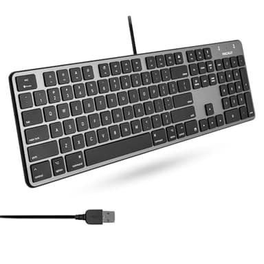 Macally Slim USB Wired Keyboard for Mac - Full Size Apple Key Board - Scissor Keycaps for Mac mini, MacBook Pro, MacBook Air, iMac Keyboard USB C. - Image 1