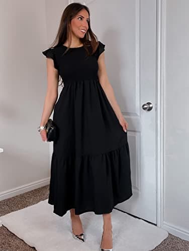 OFEEFAN Casual Dress Black Maxi Dress Funeral Dress for Women Plus Size XXL - Image 2