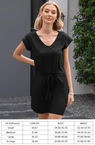 Womens Summer Dress Lantern Sleeve Square Neck Tie Front A-Line Double Layer Hem Mini Dresses Black - Image 5