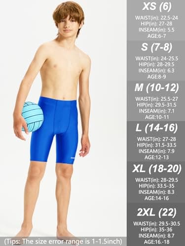 DEVOROPA Boys' Swim Jammers Youth Competitive Swim Team Suit Quick Dry Athletic Swimming Shorts UPF 50+ Black L - Image 6