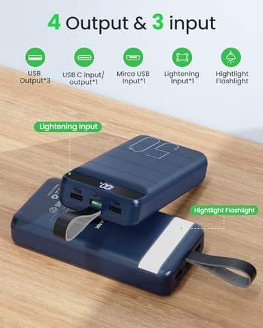 Portable Charger Power Bank 50000mAh Fast Charging 22.5W USB C Battery Pack Charger Portable with 4 Outputs & 3 Inputs High Capacity External Battery Charging Bank for iPhone, Samsung, Galaxy - Image 4
