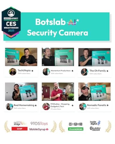 BOTSLAB Security Cameras Wireless Outdoor, 4 Cam-Kit with HomeBase, 4K Color Night Vision, Solar Security Camera System with 360° Pan&Tilt, No Monthly Fee, 32GB Local Storage Up to 16TB,AI Recognition - Image 4