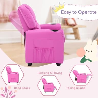 JC HOME Candy Kids Reclining Chair Leather Recliner Sofa Push Back Toddler Youth Children Child Ages 1-6 - Image 7