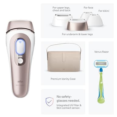 Braun Smart IPL, Skin i·Expert Pro 7: at Home Laser Hair Removal, Permanent Visible Hair Reduction, Holiday Gifts for Women and Men with Free App, Vanity Case, Venus Razor, 4 Smart Heads, IPL7387 - Image 9