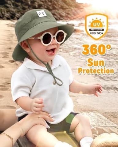 FURTALK Baby Sun Hat Smile Face Toddler Boys Girls Bucket Hat 0-5 Years Kids UPF 50+ Sun Protection Summer Hats - Image 5