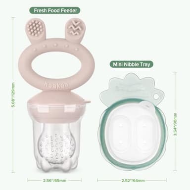Haakaa Baby Fruit Food Feeder & Mini Freezer Nibble Tray Combo, Breastmilk Popsicle Molds for Baby Cooling Relief, BPA Free Silicone Feeder for Safe Infant Self Feeding, 4 Month+ (Blush) - Image 7