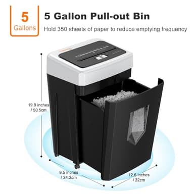 Bonsaii 15-Sheet Office Paper Shredder, 40 Mins Heavy Duty Shredder for Home Office, Crosscut Shreder with Anti-Jam System & P-4 High Security Supports CD/Credit Cards/Staple,5 Gal Pullout Bin C169-B - Image 6
