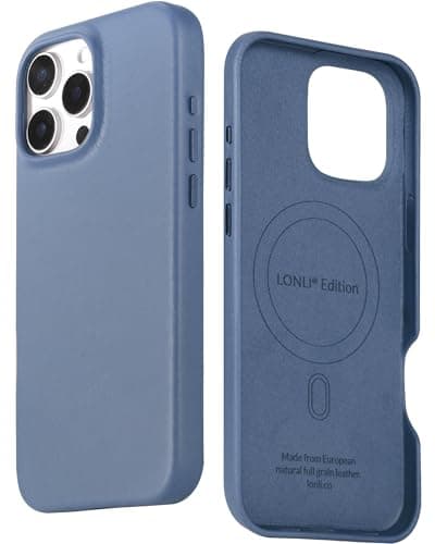 LONLI Edition | Italian Leather - for iPhone 16 Pro - Premium Italian Full Grain Leather Phone Case - Develop Unique Patina - Azure Blue - Image 1