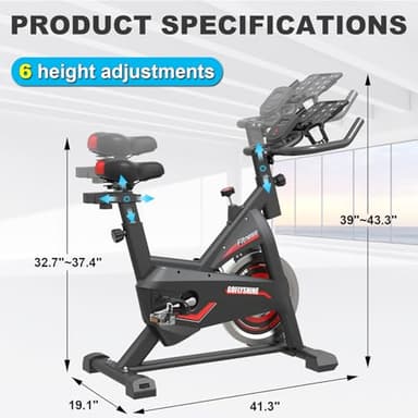 GOFLYSHINE Exercise Bikes Stationary,Exercise Bike for Home Indoor Cycling Bike for Home Cardio Gym,Workout Bike with pad Mount & LCD Monitor,Silent Belt Drive (Black-red) - Image 2