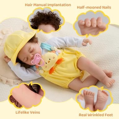 Jirachi Lifelike Reborn Baby Dolls, 18-Inch Sleeping Real Life Cloth Body Baby Girl, Realistic Reborn Baby with Toy Accessories for Kids Age 3+ - Image 5
