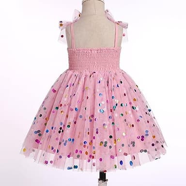 Toddler Tutu Dress: Girls Tulle Pageant Dresses, First Birthday Outfit Ruffle Shoulder Straps Sleeveless Pastel Cake Smash Clothes for Photo Shoot Dance Evening Ball Gown Blush Pink 2-3T - Image 6