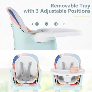 INFANS 8 in 1 Baby High Chair, Convertible Highchair for Babies and Toddlers, Infant Dining Booster Seat, Building Block Table, Kids Stool Table Chair Set with Removable Tray (8 in 1, Baby Blue) - Image 6