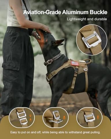 FAYOGOO Tactical Dog Harness for Large Dogs - Mesh Breathable Dog Harness Escape Proof with Handle - No Pull Military Service Dog Vest with Removable Patches for Walking,Training,Hiking - Image 3