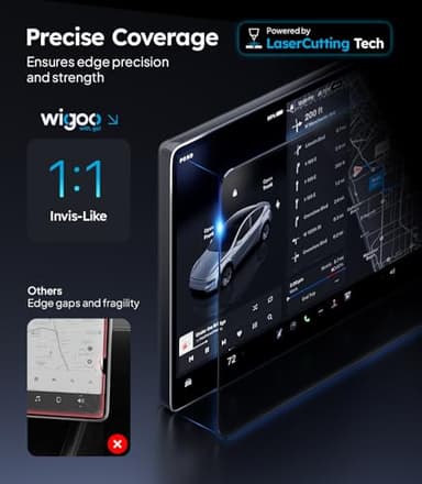 Wigoo Tesla New Model Y Juniper & Model 3 Highland Screen Protector Matte [No Glare & Fingerprint] Model 3 (2024~2026)/New Model Y Juniper Accessories, Tempered Glass Protector with Alignment Kit - Image 4