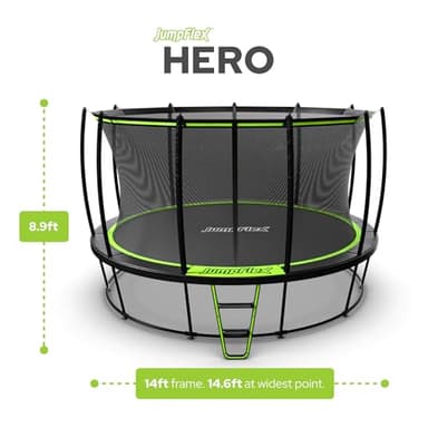 JumpFlex Trampoline with Basketball Hoop - Hero 12FT 14FT 15FT Round Outdoor Backyard Trampoline ASTM Approved with Net Safety Enclosure & Ladder Playset with Fast Assembly - Image 2