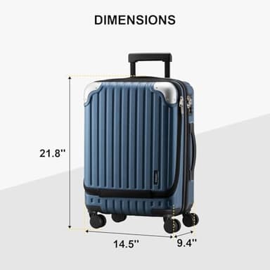 LEVEL8 Grace Carry on Luggage 22x14x9 Airline Approved, 20 Inch Hard Shell Suitcases with Spinner Wheels, Abs+Pc Hard Case Luggages with Tsa Lock for Airplane, Blue - Image 8