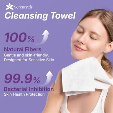 Serenorch Disposable Face Towels, 10" x 12", Ultra Thick Face Towelettes for Sensitive Skin, Extra Soft Makeup Remover Dry Wipes, 50 Count - Image 2