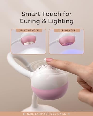 MelodySusie 2 in 1 Professional Nail Desk Lamp and Flash Cure UV Nail Lamp for Nail Art Fill Light&Curing,Cordless Gooseneck UV Light for Gel x Nails with 2 Timers, Rechargeable, Salon Use - Image 6