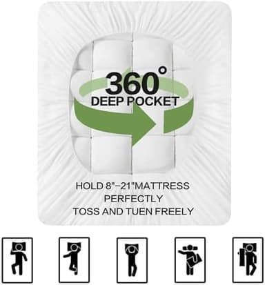 Full Size Mattress Topper for Back Pain,Premium Viscose Made from Bamboo 1200 GSM Extra Thick Mattress Pad,Quilted Fitted Pillow Top Mattress Cover with Deep Pocket Up to 21 Inches（54 * 75inch） - Image 6
