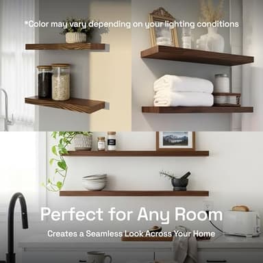 BAOBAB WORKSHOP Wood Floating Shelves Set of 2 - Rustic Shelf 24 inch - Floating Shelf for Wall Mounted - Wide Wooden Wall Shelves for Living Room Bedroom Kitchen Bathroom - Dark Walnut - 24W x 6.7D - Image 9