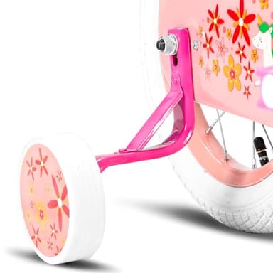 JOYSTAR Unicorn 12 Inch Kids Bike for 3 4 Years Girls Bike with Training Wheels Princess 12inch Kids Bicycle with Basket Doll Seat Streamers Green - Image 8