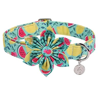 DOGWONG Flower Dog Collar for Female or Male Dogs, Summer Green Pet Collar Adjustable Dog Collars with Flower for Medium Dogs - Image 2