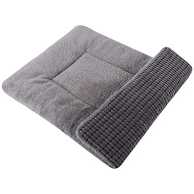Vetasac Reversible Dog Bed Mat with Plush and Corn Velvet,Soft Warm Pet Cushion, Dual Purpose Washable Sleeping Mattress Bed for Small Medium Large Dog and Cat XB004 (42"x28", Light Grey) - Image 1