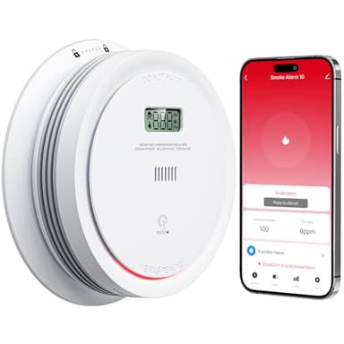 Wi-Fi Smoke Detector Carbon Monoxide Detector Combo with App Notifications, Smart Smoke and Carbon Monoxide Detector with LCD Display & Replaceable Battery, Compatible with Tuya Smart - Image 1