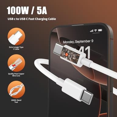 Fikeloy iPhone 17 16 Pro Max Charger Fast Charging, 45W Super Fast USB C Chargers for iPhone 16 (6FT+6FT+10FT) Type C Chargers Cord with Fast Charger Block for iPhone 17/16/15 Series/iPad/ GalaxyS24 - Image 5