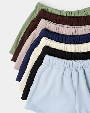 Kamo Fitness CozyTec Sweat Shorts Women High Waisted Lounge Comfy Casual Cotton Shorts with Pockets (Black, L) - Image 4