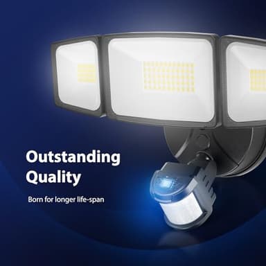 Onforu 65W LED Security Lights Motion Sensor Light Outdoor, 6500LM, 6500K, IP65 Waterproof, Flood Light Outdoor Motion Detector with Adjustable 3 Head, Hardwired Wall Light for Entryway, Yard, Garage - Image 6