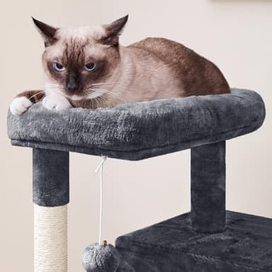 Yaheetech Cat Tree for Indoor Pets, 36in Tower Condo w/Extra Large Perch, Scratching Posts, Board, Dangling Ball, Play Structure for Kittens & Adult Cats - Image 5