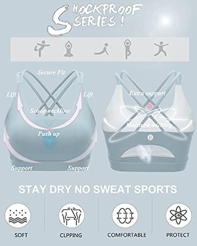 RUNNING GIRL Sports Bras for Women,Strappy Back Workout Bras Padded Supportive Blue Sports Bra Plue Size(WX2354 Blue,M) - Image 4