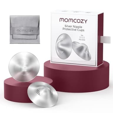 Momcozy 999 Silver Nursing Cups Original Perforated Breathable Design, 999 Silver Nipple Cover for Breastfeeding Essential,Nipple Shield for Nursing Newborn, Metal Nipple Shields, Regular Size - Image 1