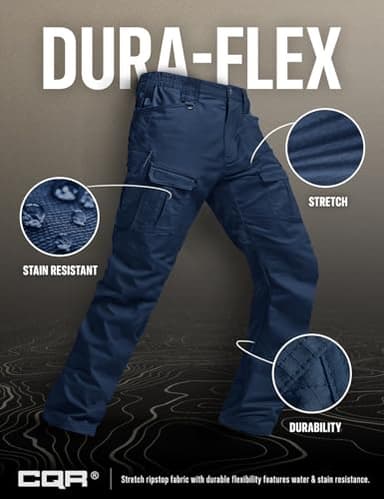 CQR Men's Flex Ripstop Tactical Pants, Water Resistant Stretch Cargo Pants, Lightweight EDC Hiking Work Pants, Breacher Midnight Blue, 36W/34L - Image 9