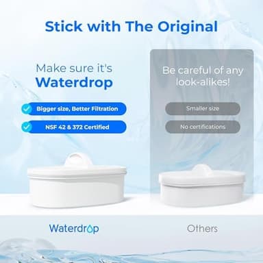 Original] Waterdrop WD-PF-01A Plus NSF Certified Replacement Filters for All Waterdrop Pitcher Filtration System, Reduces PFAS, PFOA/PFOS, Chlorine, Last Up to 3 Months or 200 Gallons, 1 Pack - Image 4
