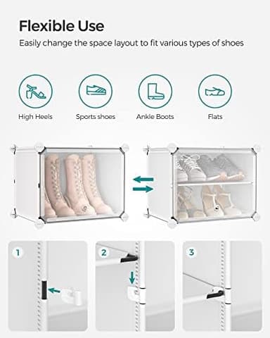 SONGMICS Shoe Rack Organizer, 10-Tier Shoe Storage Cabinet for Closet and Entryway, Holds 40 Pairs of Shoes, Adjustable, Cloud White and Trasparent ULPC035W01 - Image 6