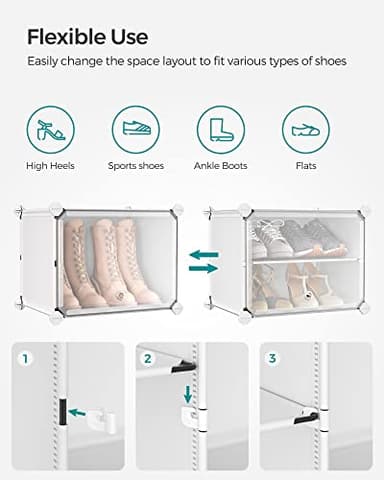 SONGMICS Shoe Rack Organizer, 6-Tier Shoe Storage Cabinet for Closet and Entryway, Holds 24 Pairs of Shoes, Adjustable, White ULPC033W01 - Image 6