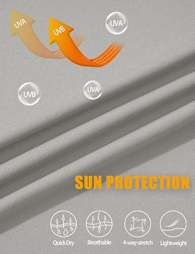 1/4 Zip Shirts Men Quick Dry Sun Protective Quarter Zip Shirt Fishing Shirts Rash Guard Shirt Long Sleeve Shirts Light Grey - Image 5