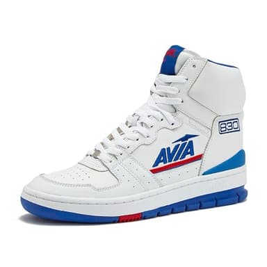 Avia 830 Men's Basketball Shoes, Retro High Top Sneakers for Men Indoor or Outdoor, Street or Court - White/Navy Blue/Red, 9 Medium - Image 1