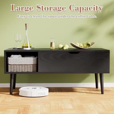 OLIXIS Wooden Coffee Table, Lift Top Coffee Table with Large Hidden Compartment and Ample Storage Shelf, Lift Tabletop Dining Table for Living Room, Home Small Space, Charcoal - Image 5