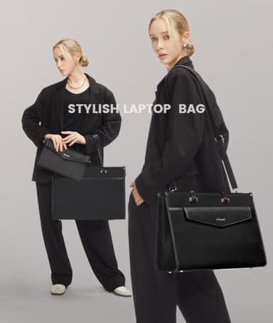 LOVEVOOK Laptop Bag for Women, 17.3'' Laptop Tote Purse 2-in-1 Professional Work Bag Business Briefcase with Clutch Purse, Waterproof Leather Computer Handbag for Teacher Office Travel - Image 4