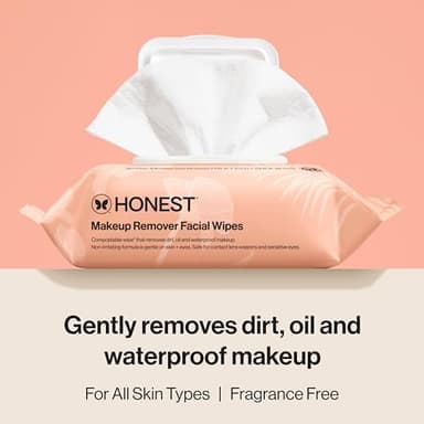 Honest Beauty Fragrance Free Cleansing Makeup Remover Facial Wipes | Plant Based, Hypoallergenic, Gentle for Sensitive Skin | 90 Count - Image 4