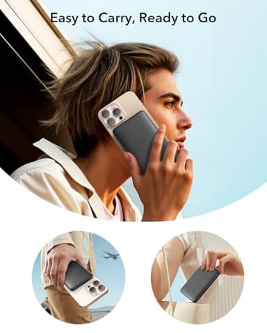 ESR for MagSafe Power Bank, 0.55 in Ultra-Compact 5,000mAh MagSafe Portable Charger, Qi2 15W Ultra-Fast Battery Pack, 20W USB-C MagSlim Charger with Cable for iPhone 17/16/15/14/13/12, Black - Image 8