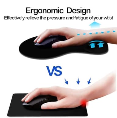 DOOKE Ergonomic Mouse Pad with Wrist Support and,Mouse Pads with Non-Slip PU Base for Home Office Working Studying Easy Typing & Pain Relief Black - Image 2