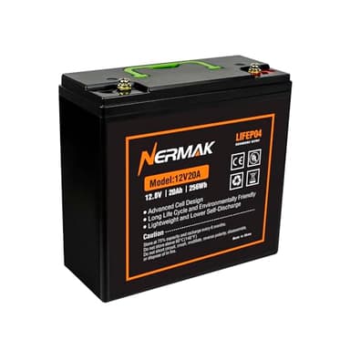 NERMAK 12V 20Ah Lithium LiFePO4 Deep Cycle Battery, 2000+ Cycles Lithium Iron Phosphate Rechargeable Battery for Solar Power, Lighting, Outdoor camping, Power Wheels, Fish Finder, Built-in 20A BMS - Image 8