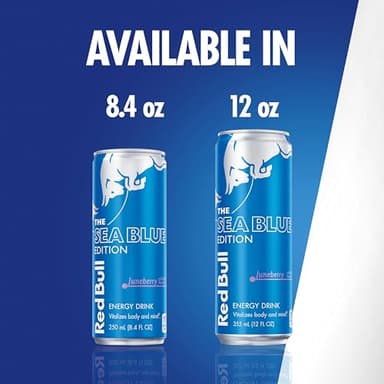 Red Bull Sea Blue Edition Energy Drink, Juneberry, with 80mg Caffeine plus Taurine & B Vitamins, 8.4 Fl Oz, Pack of 24 Cans (6 Packs of 4) - Image 9